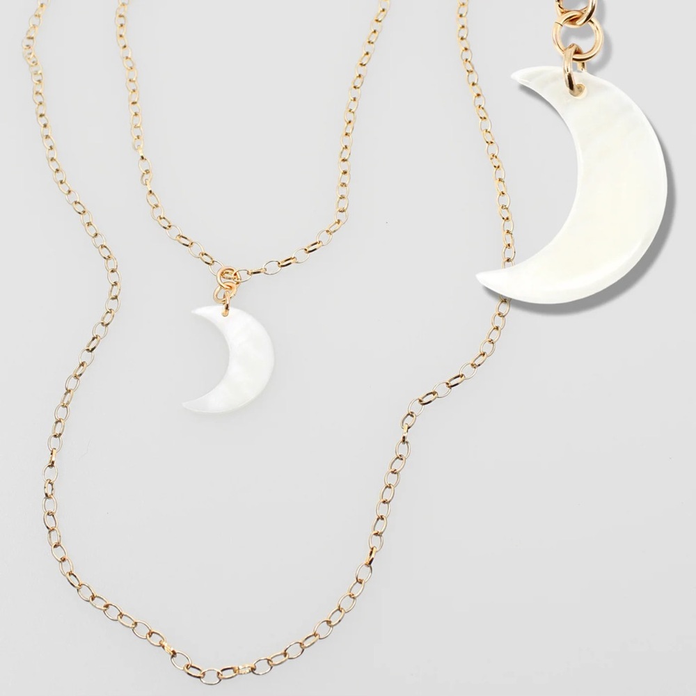 Lunar Elegance Gold and White Necklace Set